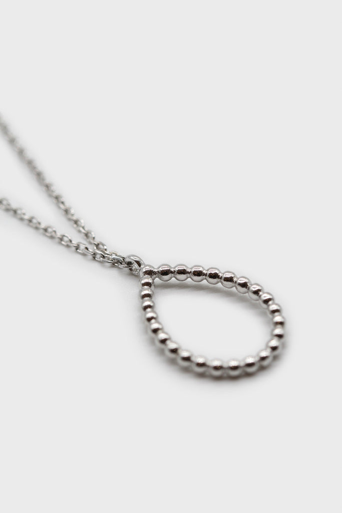 Charm necklace - Silver pinched oval bead pendant necklace_1