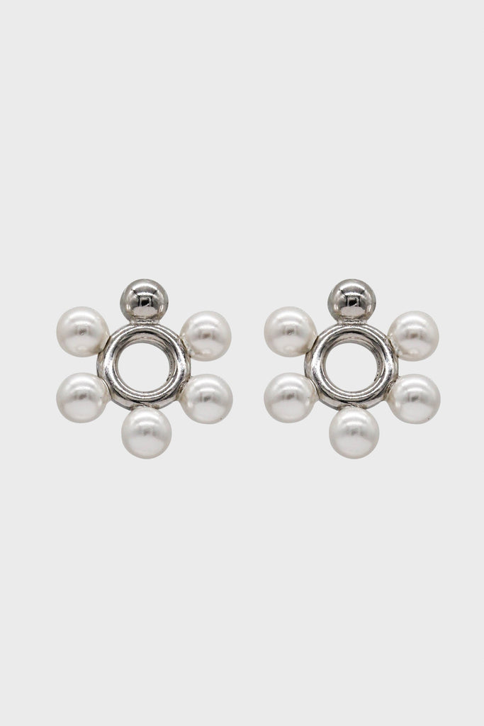 Silver pearl flower earrings_5