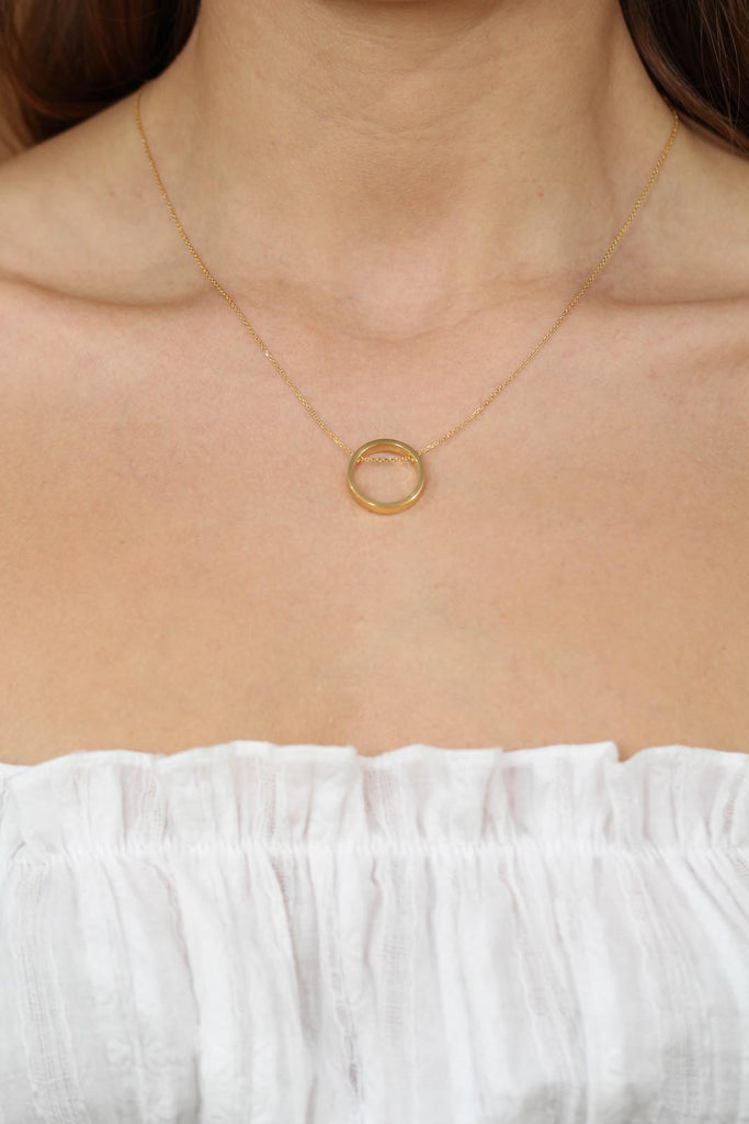 Charm necklace - Gold ring pendant / 50cm_2