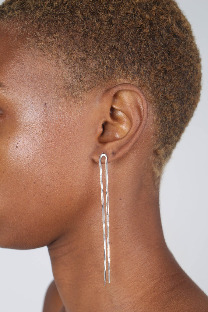 Silver multi strand long drop earrings_2