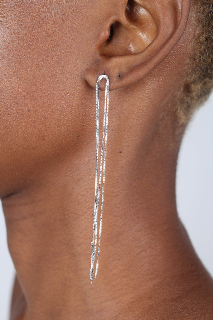 Silver multi strand long drop earrings_3