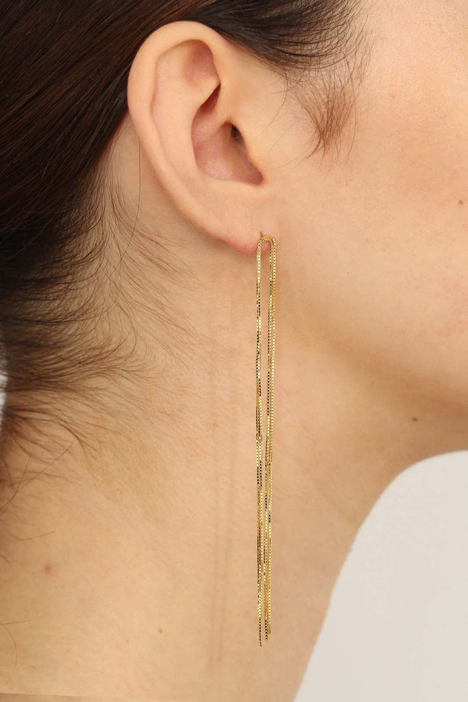 Gold multi strand long drop earrings_2