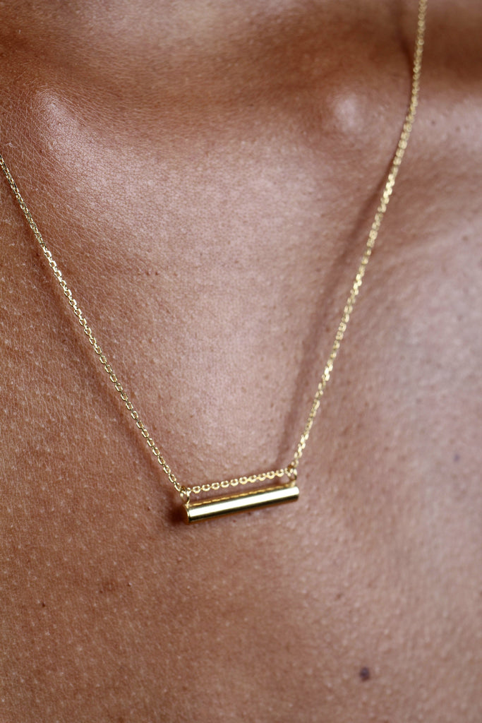 Charm necklace - Gold smooth bar pendant / 50cm_2