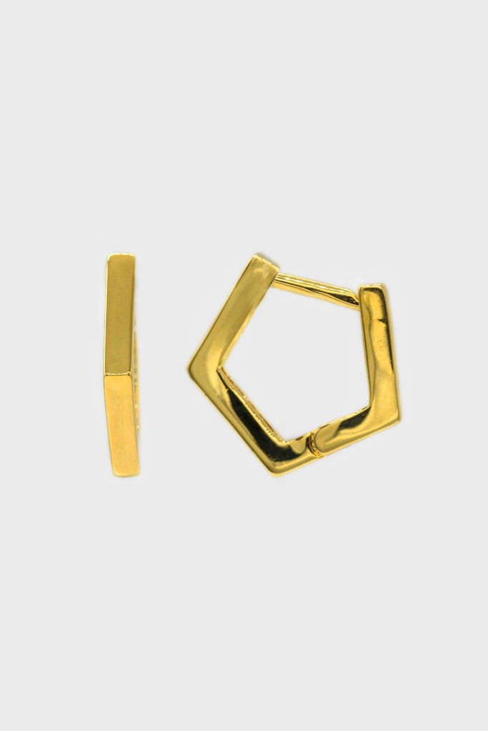 Gold small hexagon hoop earrings_4