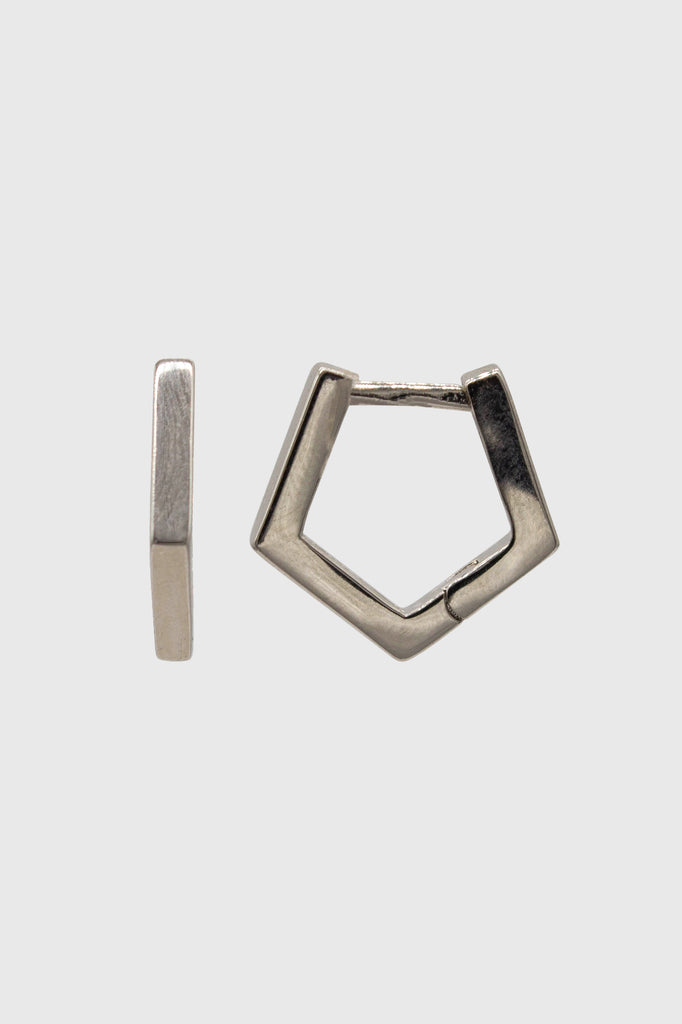 Silver small hexagon hoop earrings_4