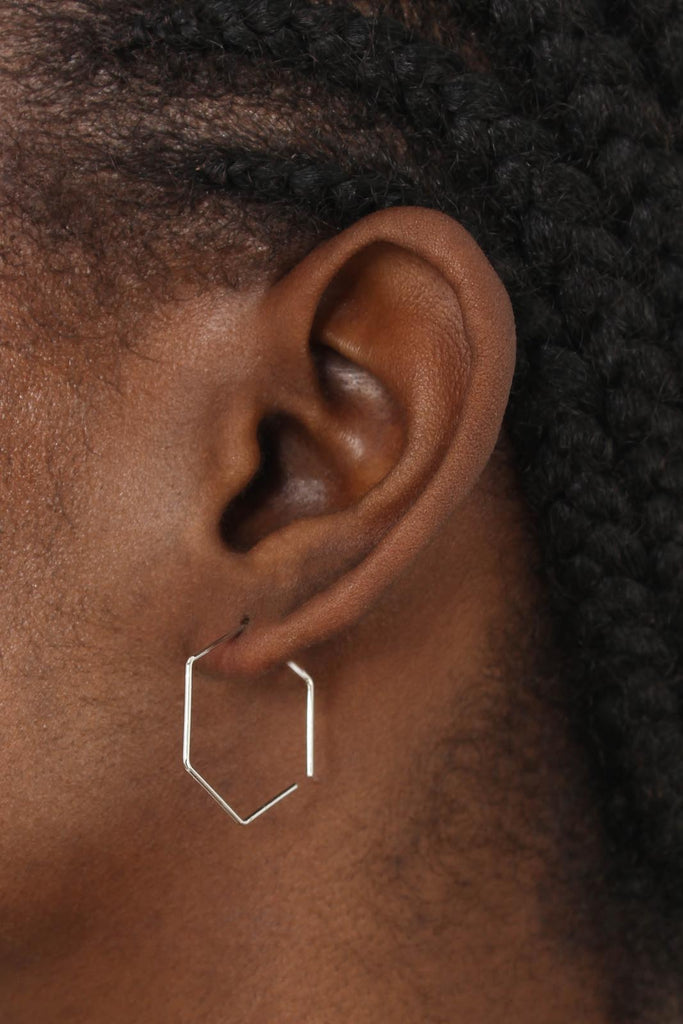 Silver large hexagon earrings_2