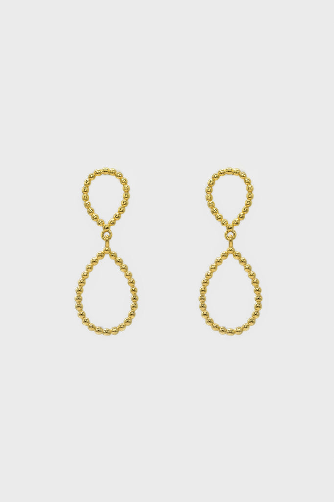 Gold pinched oval bead drop earrings_2