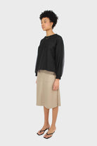 Black organza trim long sleeve sweatshirt_4