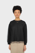 Black organza trim long sleeve sweatshirt_7