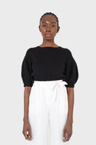 Black short balloon sleeved jumper_7