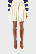 Ivory vegan leather micro pleat mini skirt_2