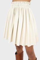 Ivory vegan leather micro pleat mini skirt_7