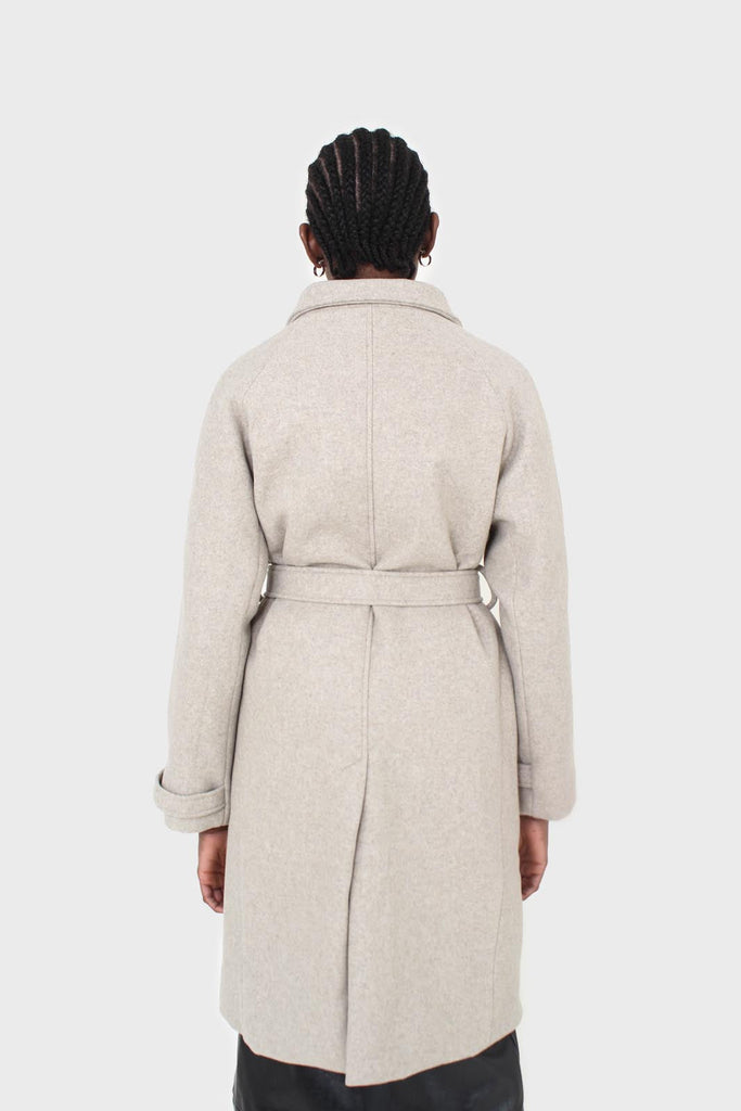 Oatmeal double breasted long coat_8