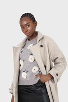 Oatmeal double breasted long coat_3