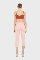Pink twill ruched waist dart knee jeans - 306_7