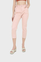 Pink twill ruched waist dart knee jeans - 306_1