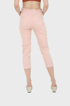 Pink twill ruched waist dart knee jeans - 306_4