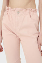 Pink twill ruched waist dart knee jeans - 306_2