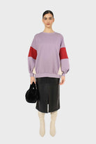 Lilac and red color block oversized sweatshirt_2