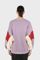 Lilac and red color block oversized sweatshirt_5