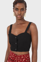 Black button front bra top_1