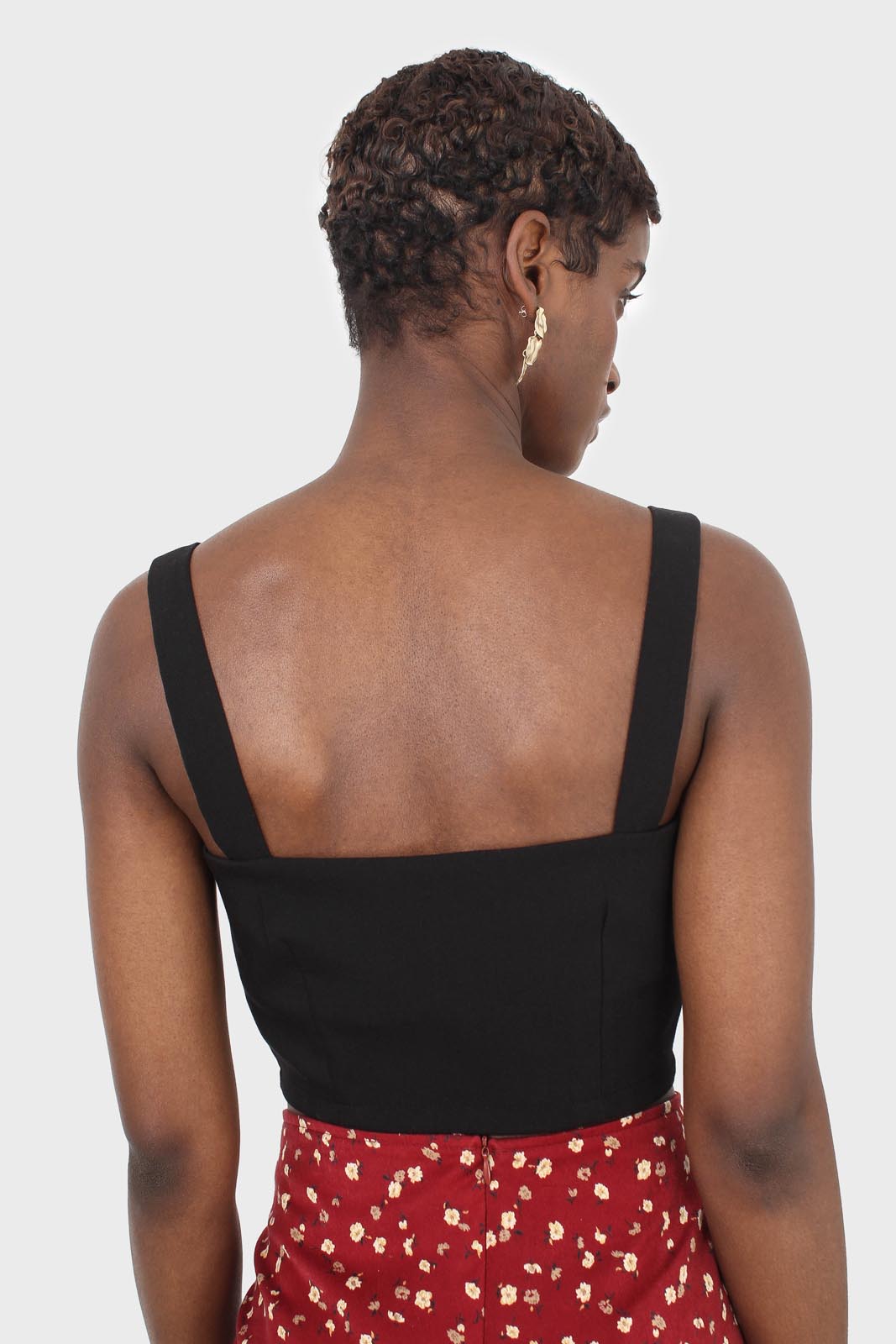 Black button front bra top_2