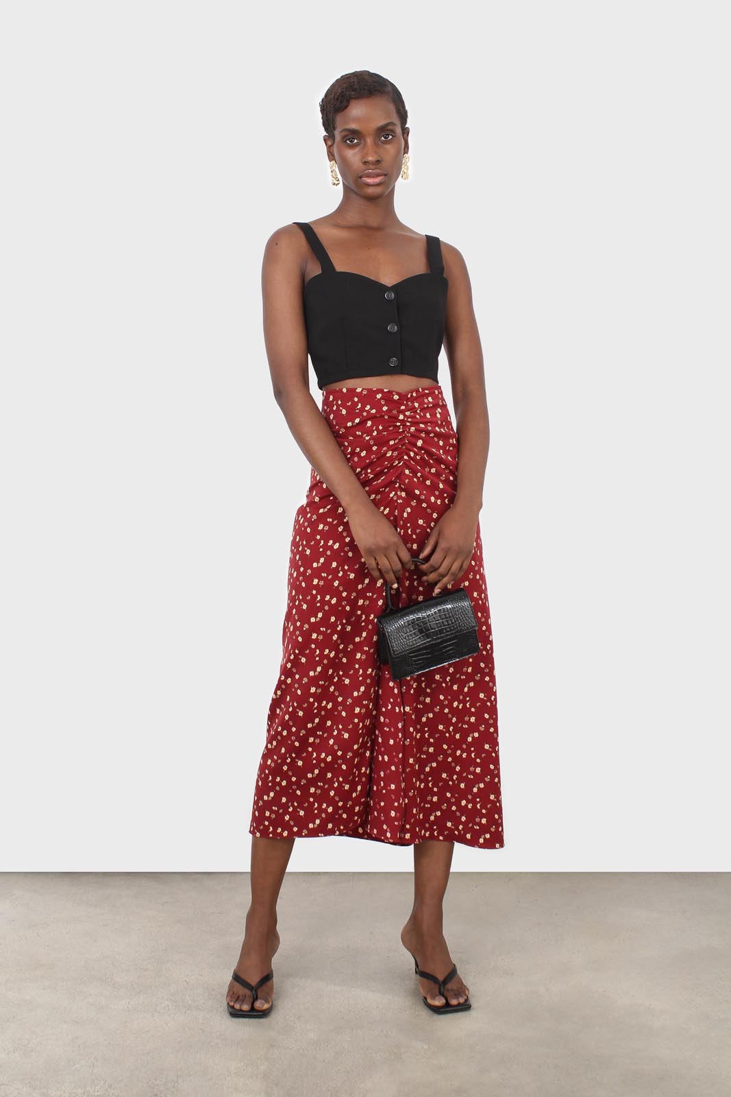 Black button front bra top_3