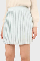 Mint green pleated silky mini skirt_1