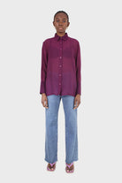 Purple pintuck sheer oversized long shirt_2