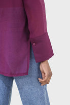 Purple pintuck sheer oversized long shirt_7