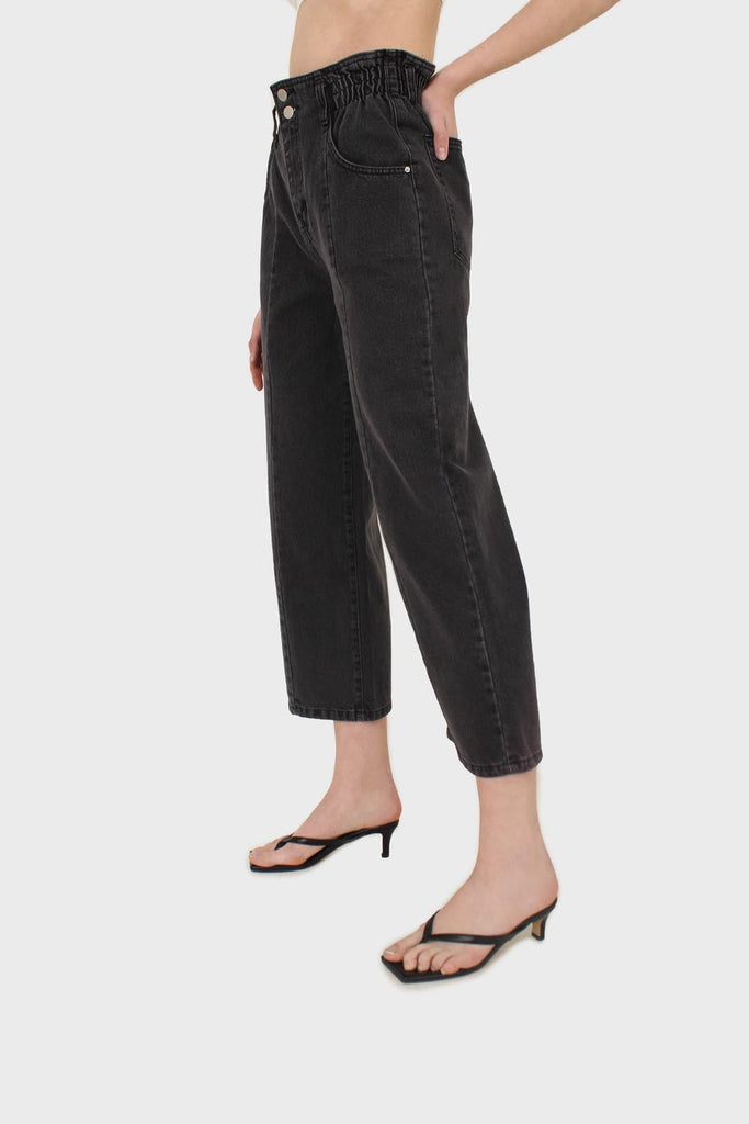 Black wide leg panel front pocket jeans_10