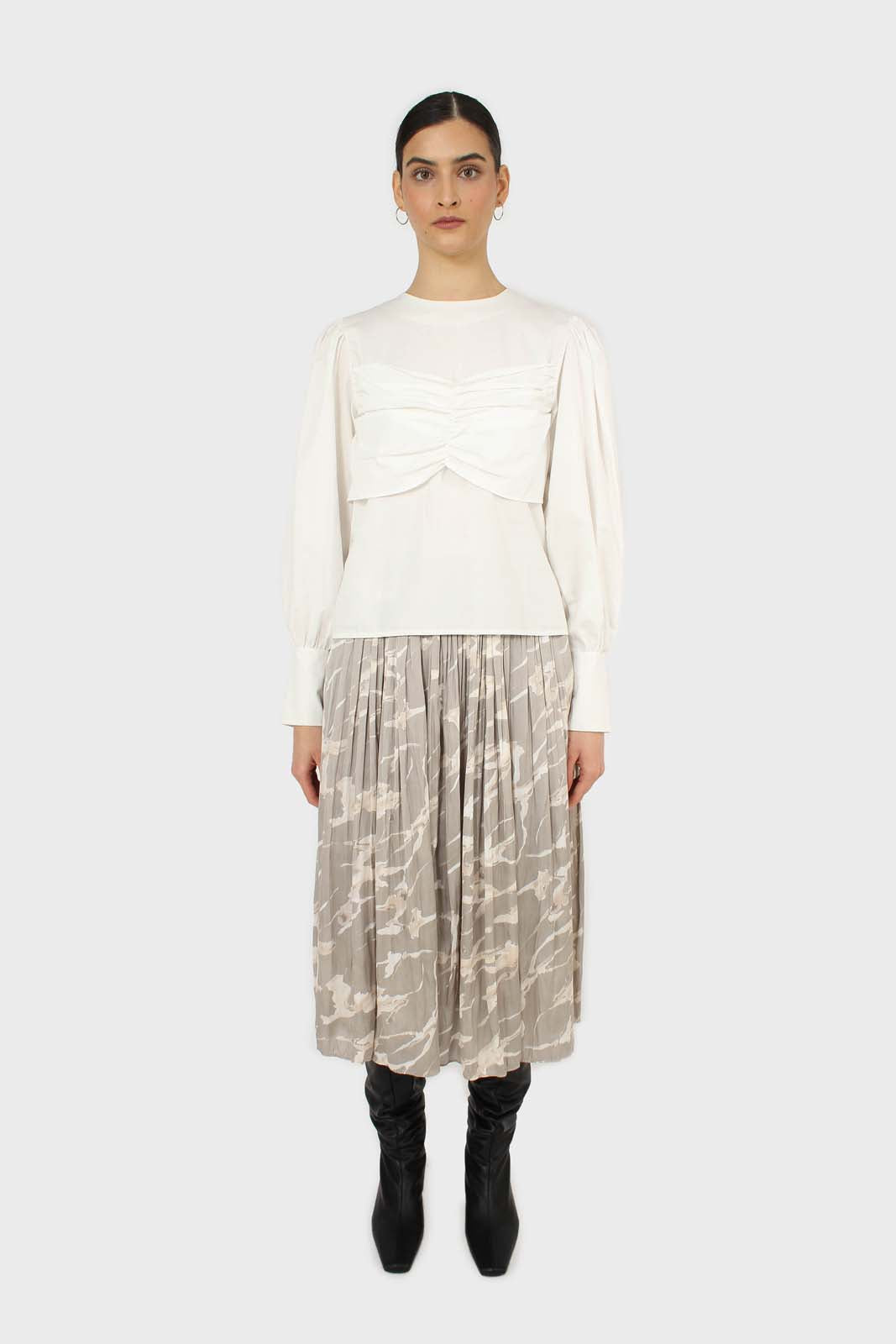 Grey marble print maxi skirt_1