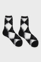 Black and white argyle cotton socks_4