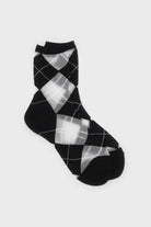 Black and white argyle cotton socks_1