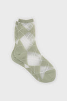 Green and white argyle cotton socks_1