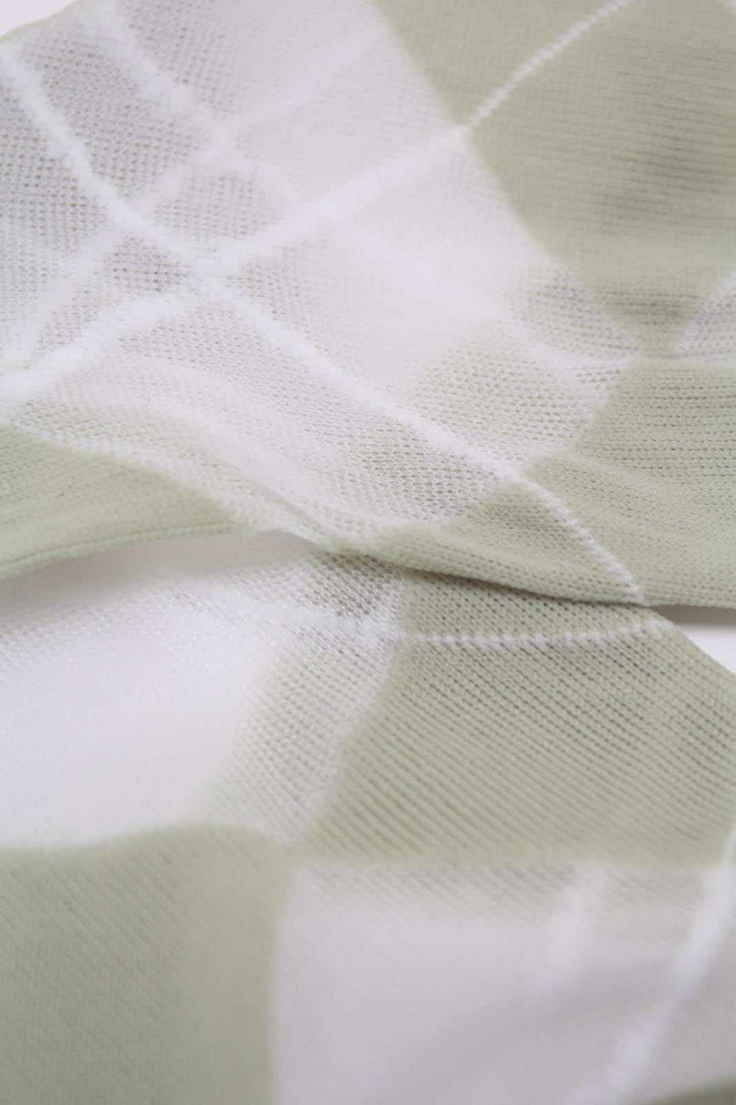 Green and white argyle cotton socks_2