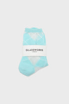 Turquoise and white argyle cotton socks_3