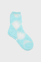 Turquoise and white argyle cotton socks_1