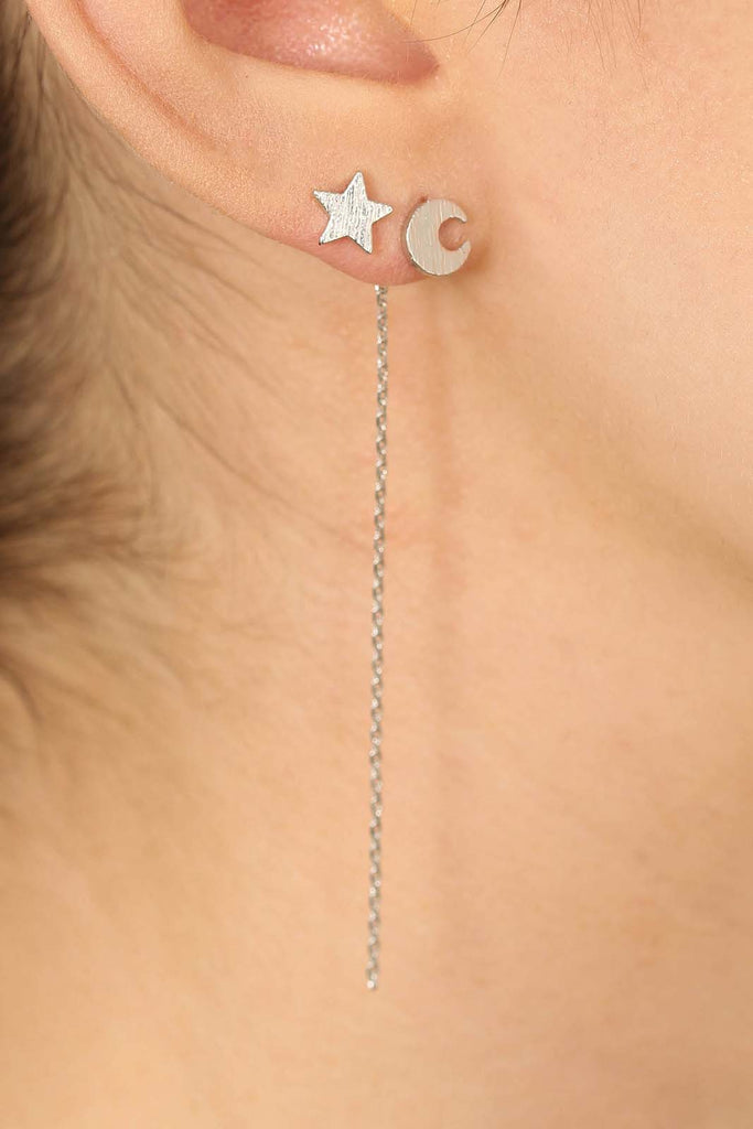 Silver moon and star stud earrings_3