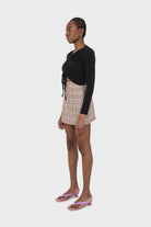 Purple and yellow checked mini skirt_11