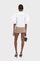 Purple and yellow checked mini skirt_5