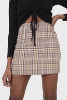 Purple and yellow checked mini skirt_8