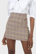 Purple and yellow checked mini skirt_2