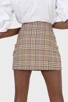Purple and yellow checked mini skirt_3