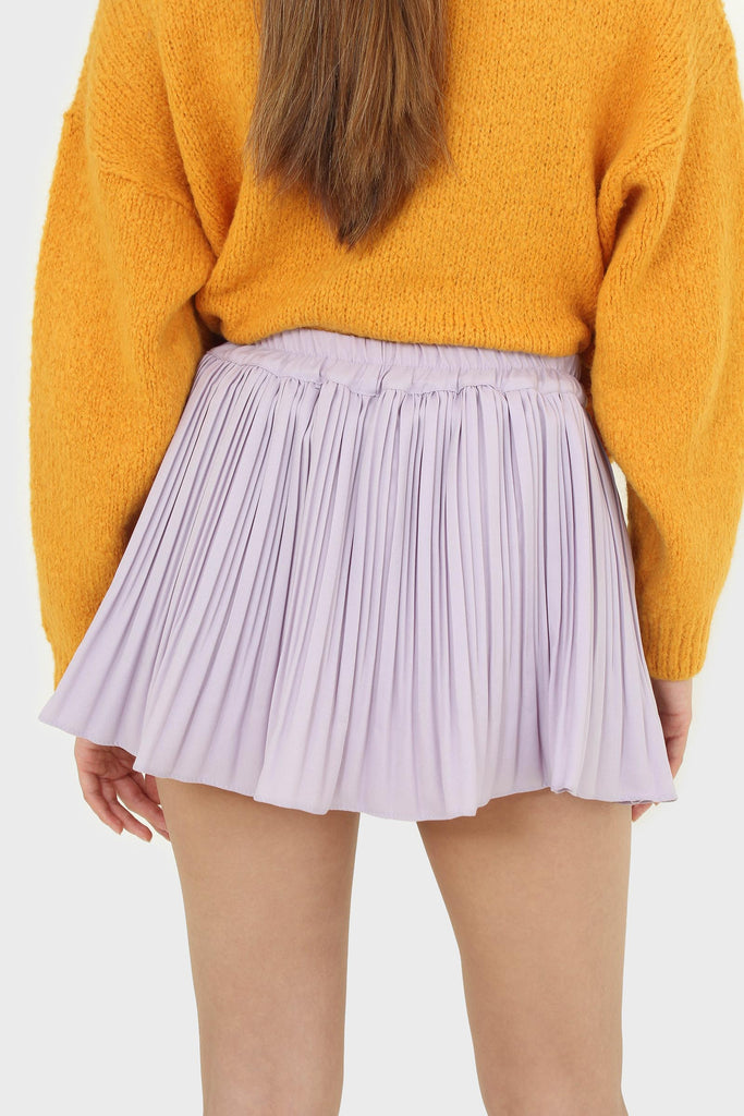 Lilac pleated silky mini skirt_2