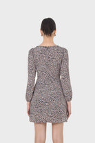 Black pink and blue floral wrap midi dress_3