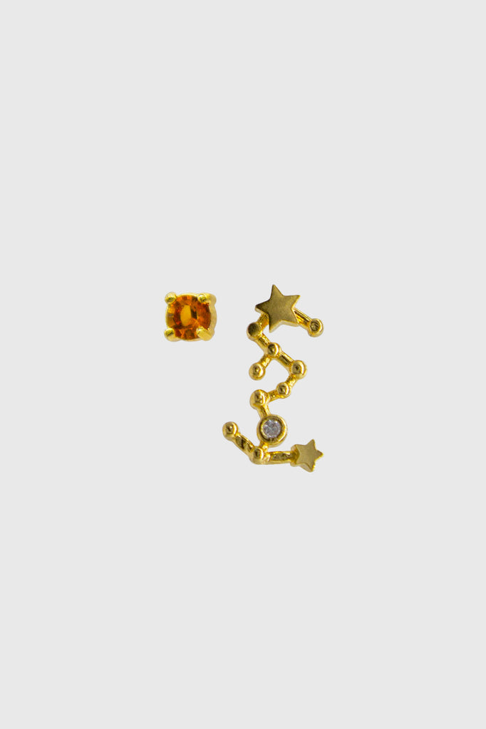 Gold birthstone zodiac earrings / Nov - Topaz yellow_4