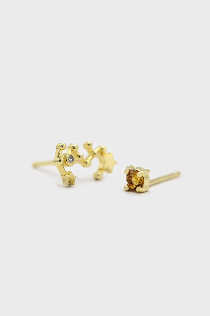 Gold birthstone zodiac earrings / Nov - Topaz yellow_1