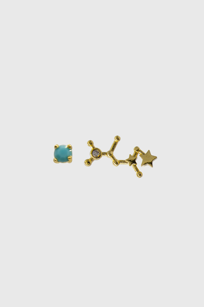 Gold birthstone zodiac earrings / Dec - Turquoise_3