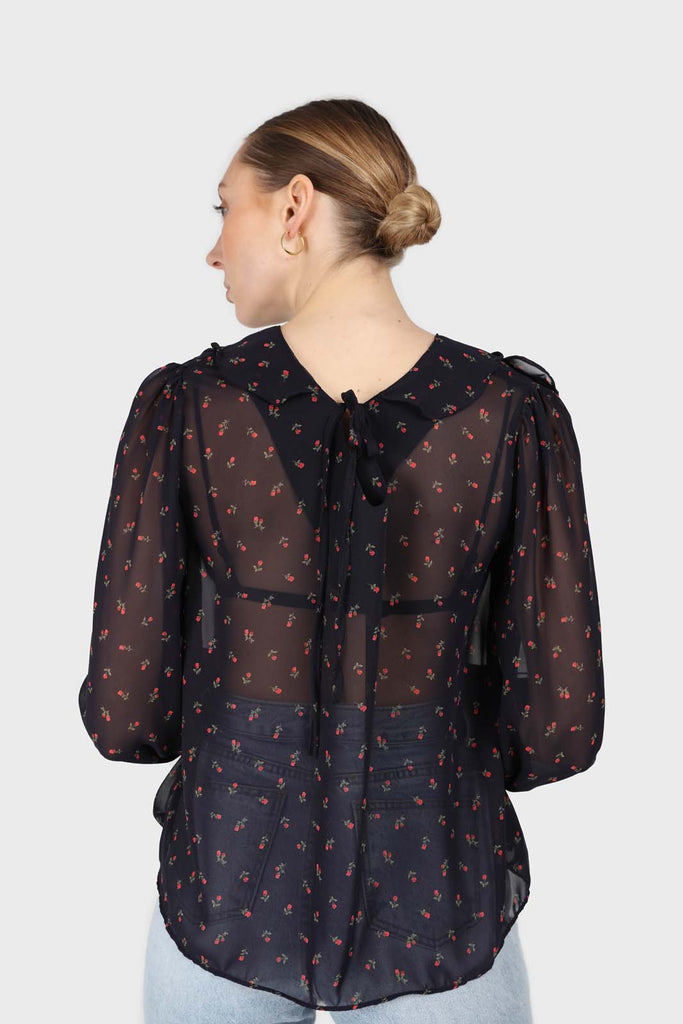 Black and red floral print frill blouse_2